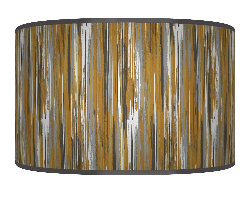 New Stripe Abstract Lampshade Ochre Mustard Grey Ceiling Light Drum Lamp Shade Handmade Shade Floor Table or Ceiling Pendant Light Shade dz217 (Ochre Mustard Grey, 25cm(10"))