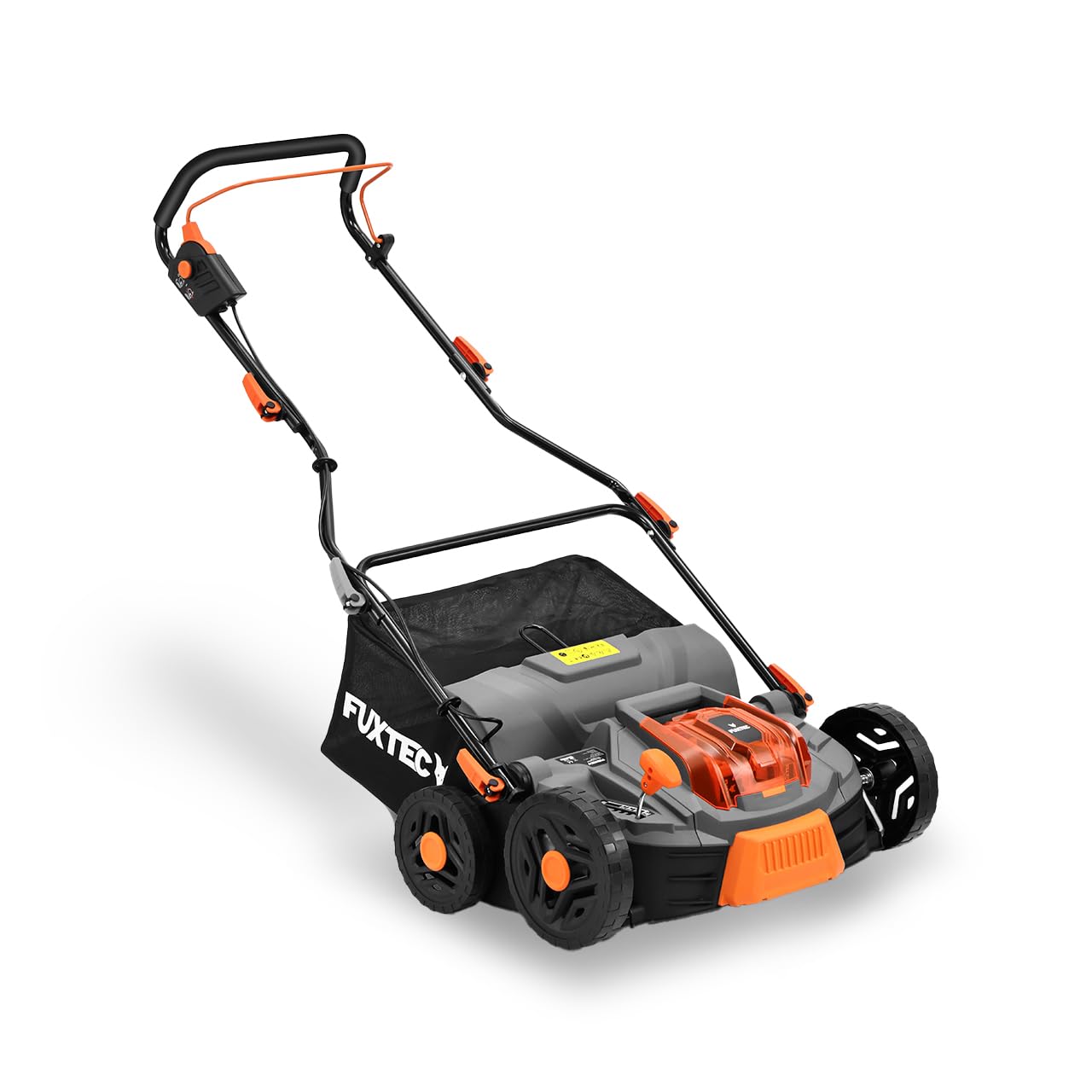 FUXTEC 40V Akku-Vertikutierer FX-E2VE38SET inkl. Akku+ Ladegerät, 2-in-1 Vertikutieren & Belüften, 38 cm Arbeitsbreite, einstellbare Arbeitstiefe bis 12 mm, 45L Fangkorb, leistungsstark & kabellos
