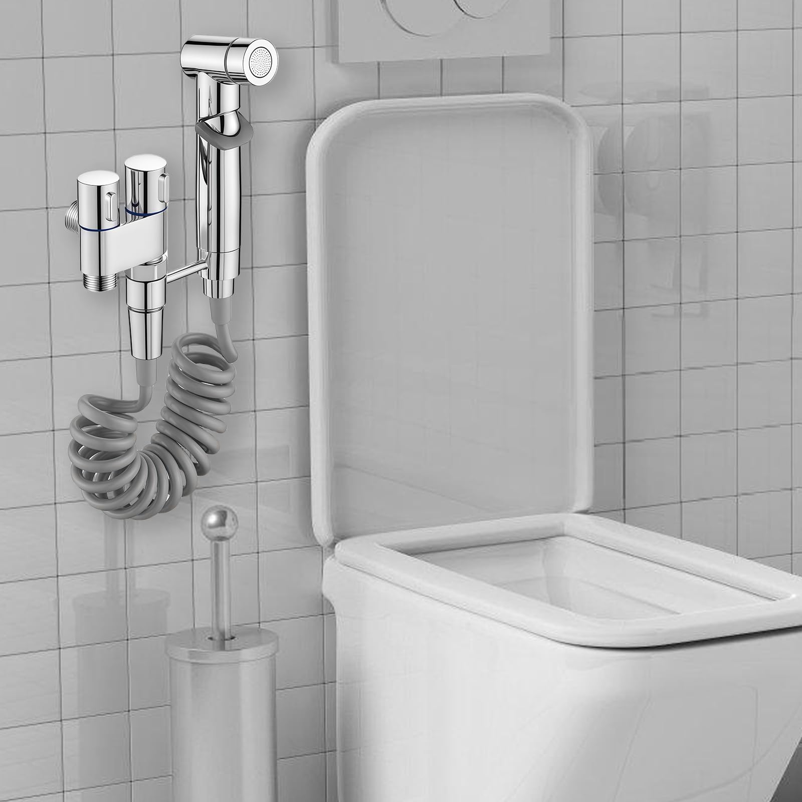 Image secondaire de WANDGU Douchette à main pour toilettes : douchette à main en acier inoxydable avec distributeur de robinet, douchette à main 1 e