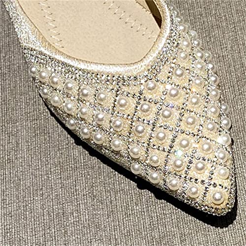 TN TANGNEST Women's Pointed Toe Pumps Rhinestone Comfortable Low Chunky Heel Pumps Shoes4