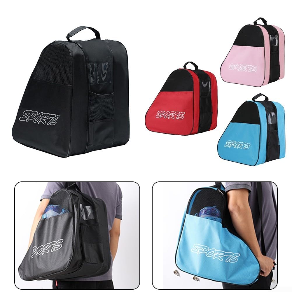 Rollschuh-Tasche, Schlittschuhtasche für Kinder, Herren, Damen, Erwachsene, strapazierfähiges Oxford-Gewebe, hält Helm, Schutzausrüstung und Schlittschuhe bis zu 44 Jahren
