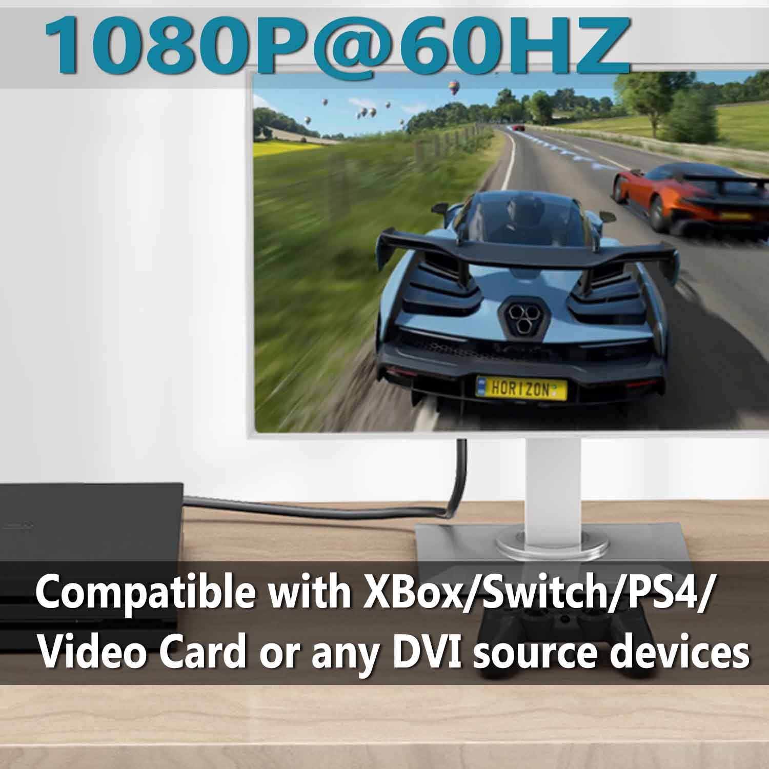 Adattatore HDMI-DVI, Connettore DVI su HDMI 1080P Full HD Bidirezionale DVI-D 24+1 Maschio HDMI Femmina Connettori Video Digitale Adatto per Desktop,Videoproiettori,TV,Tenere Sotto Controllo