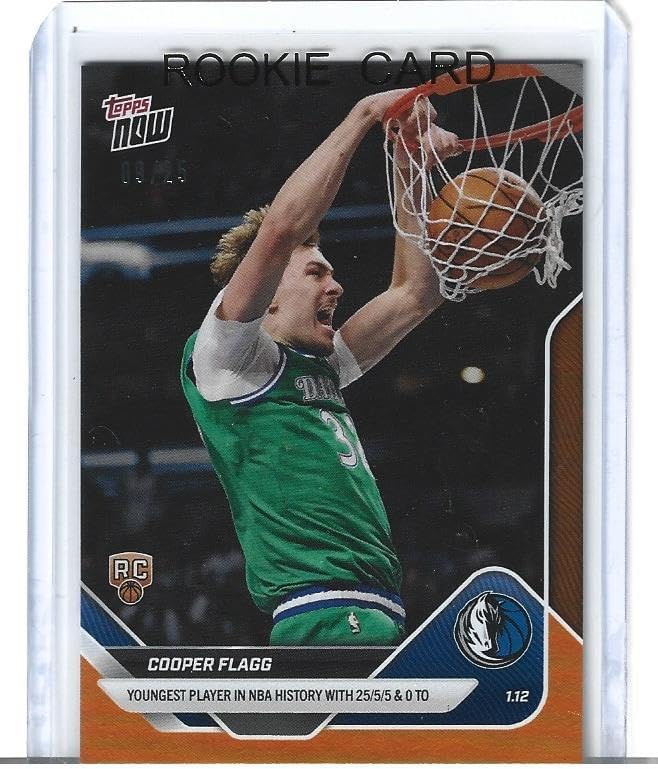 2025 Cooper Flagg Orange Foil Serial Numbered 09/25 Basketball Rookie Trading Card #124 Phenom Becomes Youngest Player History With 25/5/5 line and zero TO Mavericks Superstar Only 25 Produced