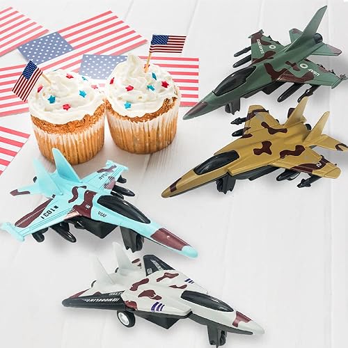 Miniatura 6 de ArtCreativity United Sates Air Force - Juego de 4 juguetes de combate fundido a presión de la Fuerza Aérea de los Estados Unidos, mecanismo de