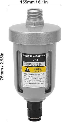 Miniatura 2 de Compresor de aire válvula de drenaje automático DN15, mini filtro neumático con cuerpo translúcido, trampa de drenaje tipo bola flotante, válvula de