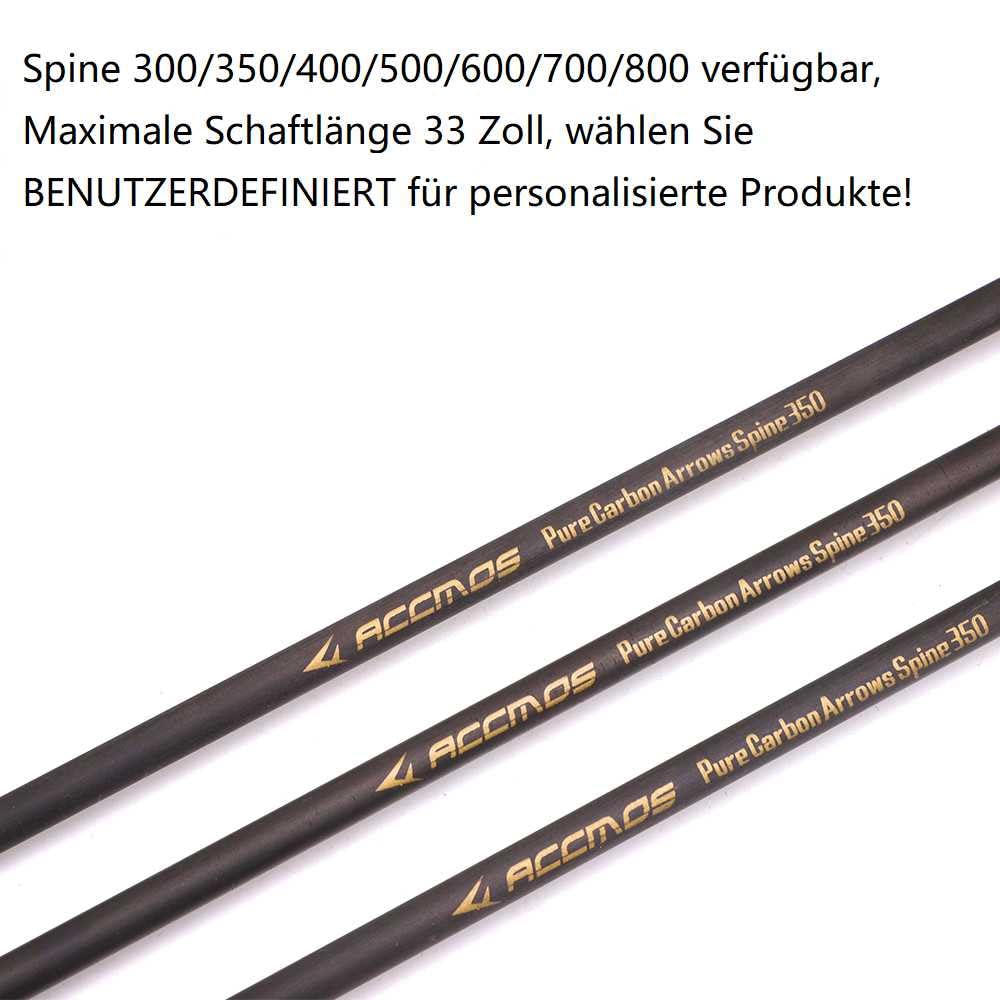 6/12er Benutzerdefinierte Länge Carbonpfeile Bogenpfeile 300/350/400/500/600/700/800 Spine Abnehmbare Pfeilspitzen Truthahnfedern Pfeilfedern Jagdpfeil für Recurvebogen Compoundbogen Bogenschießen A1