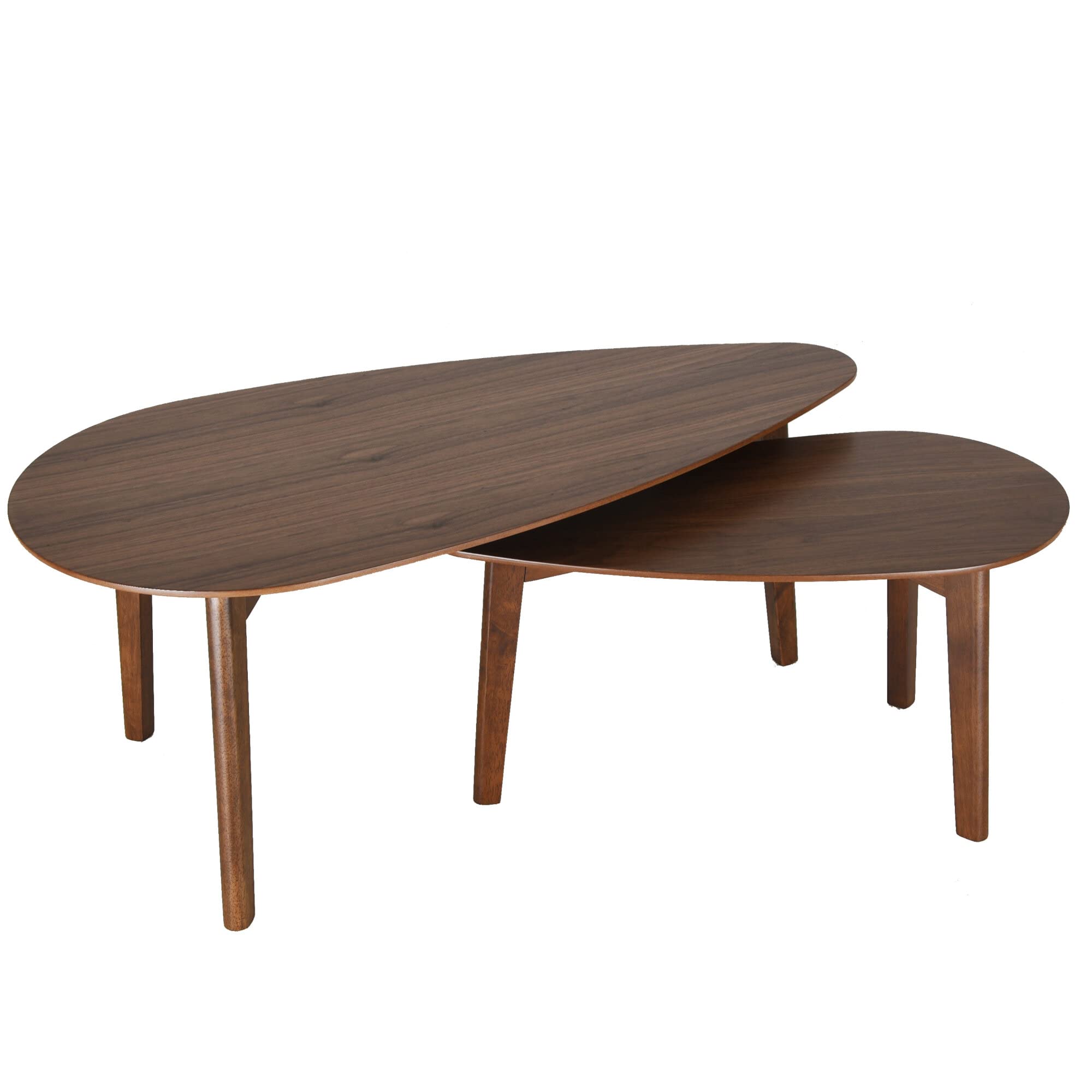 Zenvida Madison 2 Nesting Coffee Tables Wood 3 Legs Mid Century Modern