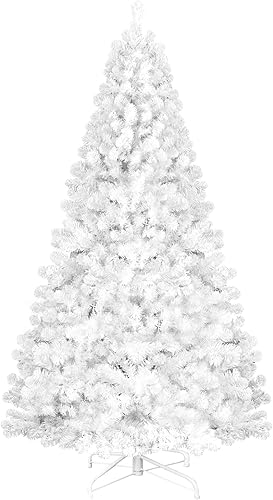 Miniatura 1 de leheyhey Árbol de Navidad blanco de 8 pies, campo de nieve artificial, abeto Douglas, decoración de fiesta de Navidad, fácil de limpiar y montar,