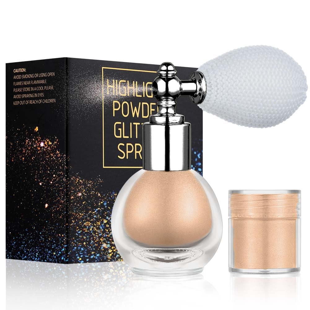 Spray glitterato – Evidenziatore lucido per corpo e viso, scintilla di lunga durata e non appiccicoso, scintillio scintillante per feste, matrimoni, festival, vegano e leggero, color carne perla