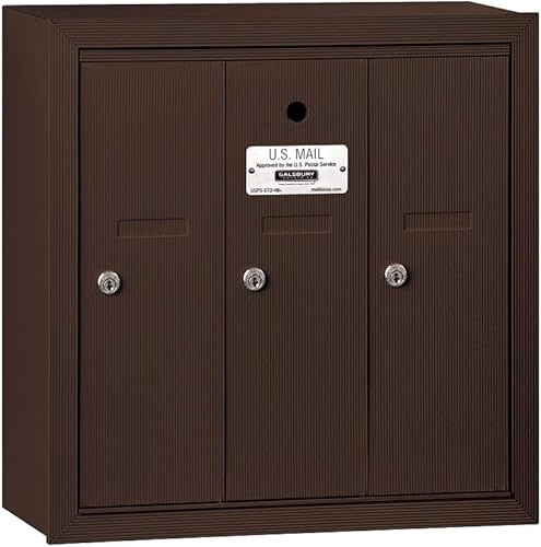 Miniatura 3 de Salsbury Industries Buzón vertical montado en superficie 3503SSU para usar con cerradura USPS, 3 puertas, arenisca
