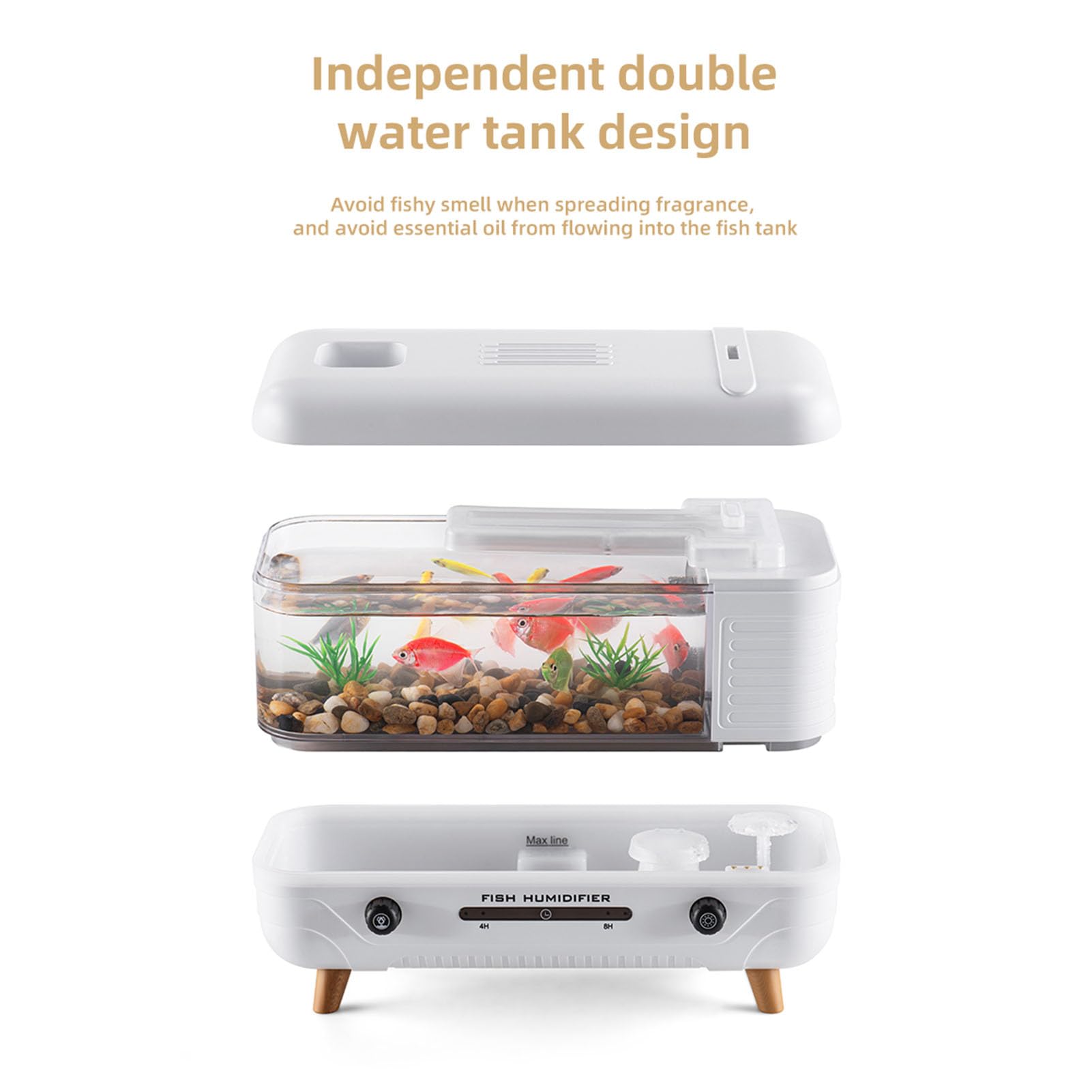 TOPINCN Mini Umidificatore a Nebbia Fredda con Design Acquario, 300 Ml USB