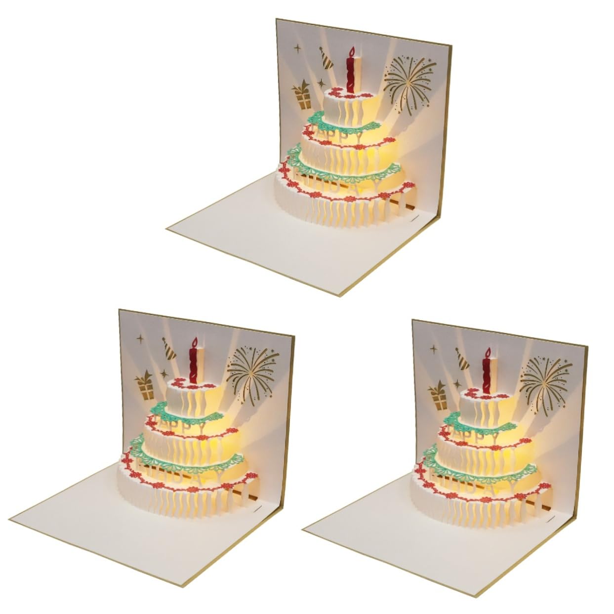 Abaodam 3stücke Geburtstagskarte Mit Musik Und Licht Kreative Glückwunschkarte Für Besondere Anlässe Handmade Geburtstagsgeschenk Für Freunde Und Familie Stilvolles Design Aus