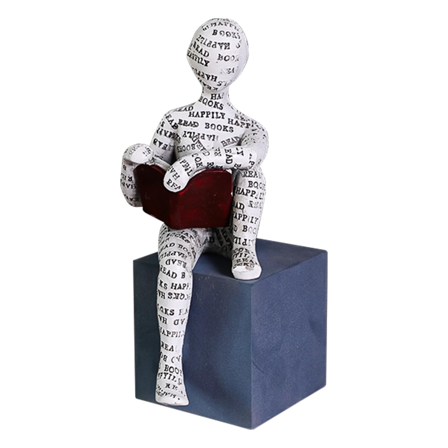 Buachois Lectura Mujer Figura, Figura Decoración para Estante, Pequeñas Mujeres Lectoras Escultura en Forma Personalizada Pintada a Mano Lectura Villano Escritorio Libros Estante Artesanía Estatua (6)