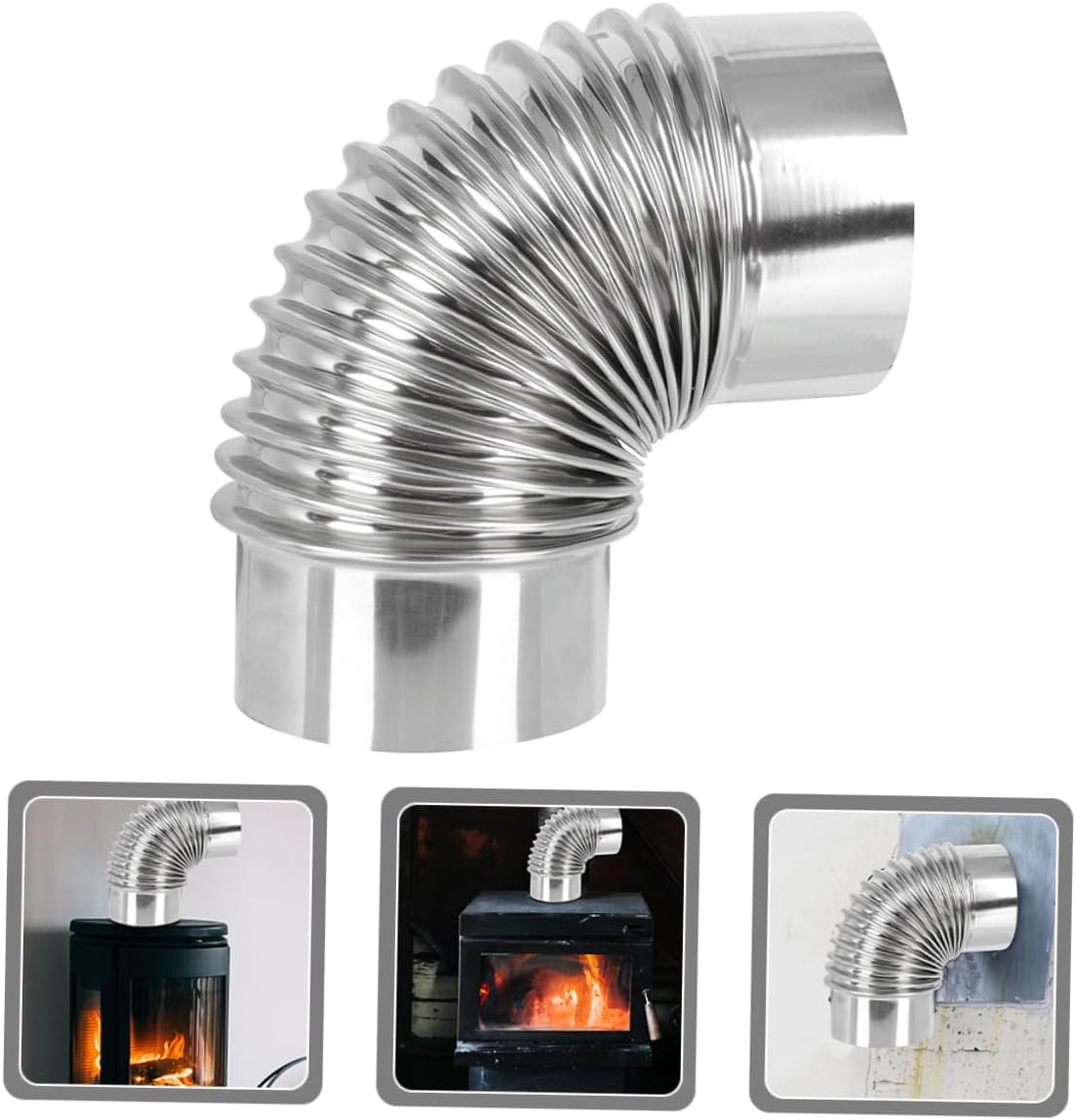 Metal Chimney Flue Exhaust for Outdoor Camping Indoor Gas Piping Flexible Stainless Steel Construction Lightweight Easy to Install for Kitchen Bathroom
