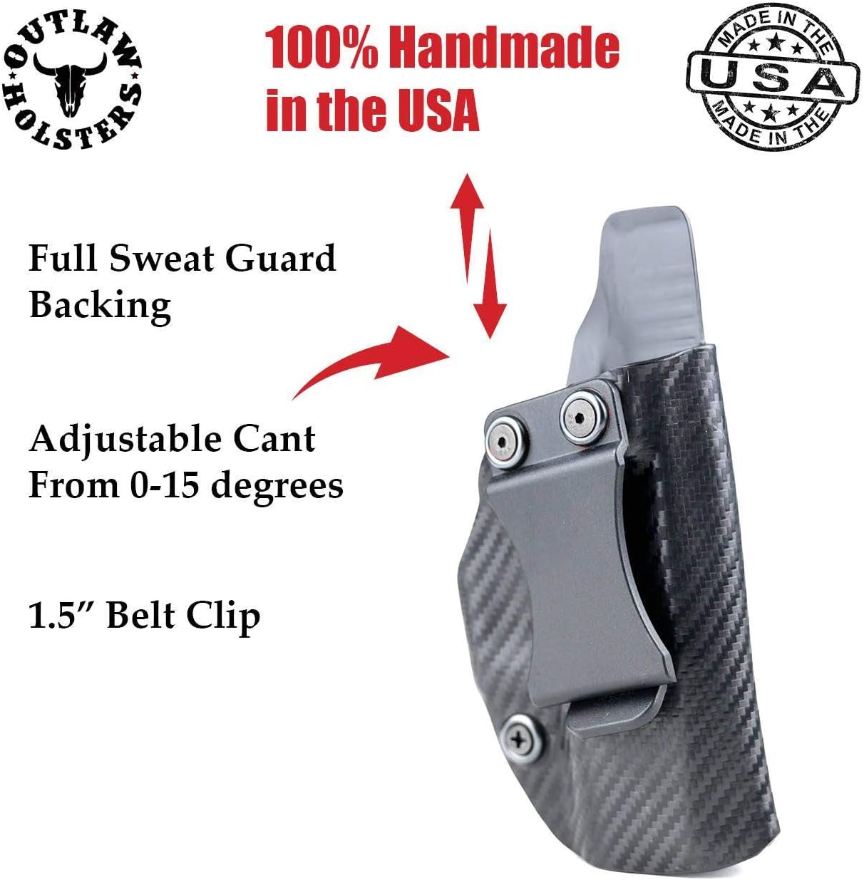Outlaw Holster Right Hand Black Carbon Fiber IWB Holster for Bersa Thunder 380