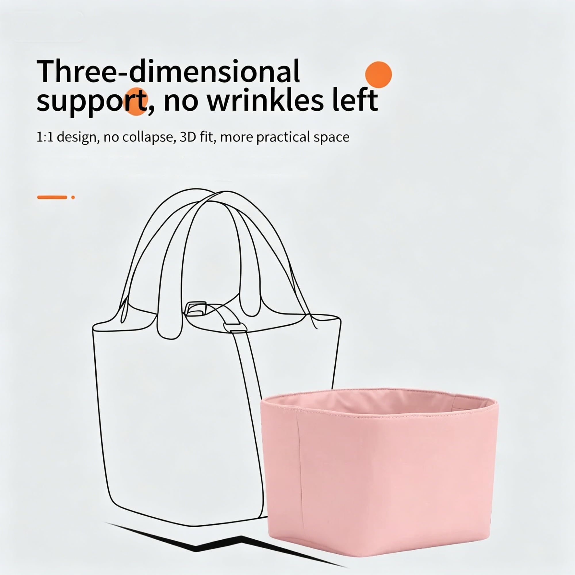 Organisateur de Sac Insert de Rangement en Soie pour Sac à Main Hermes Picotin 18/22(Pink,for Picotin18)