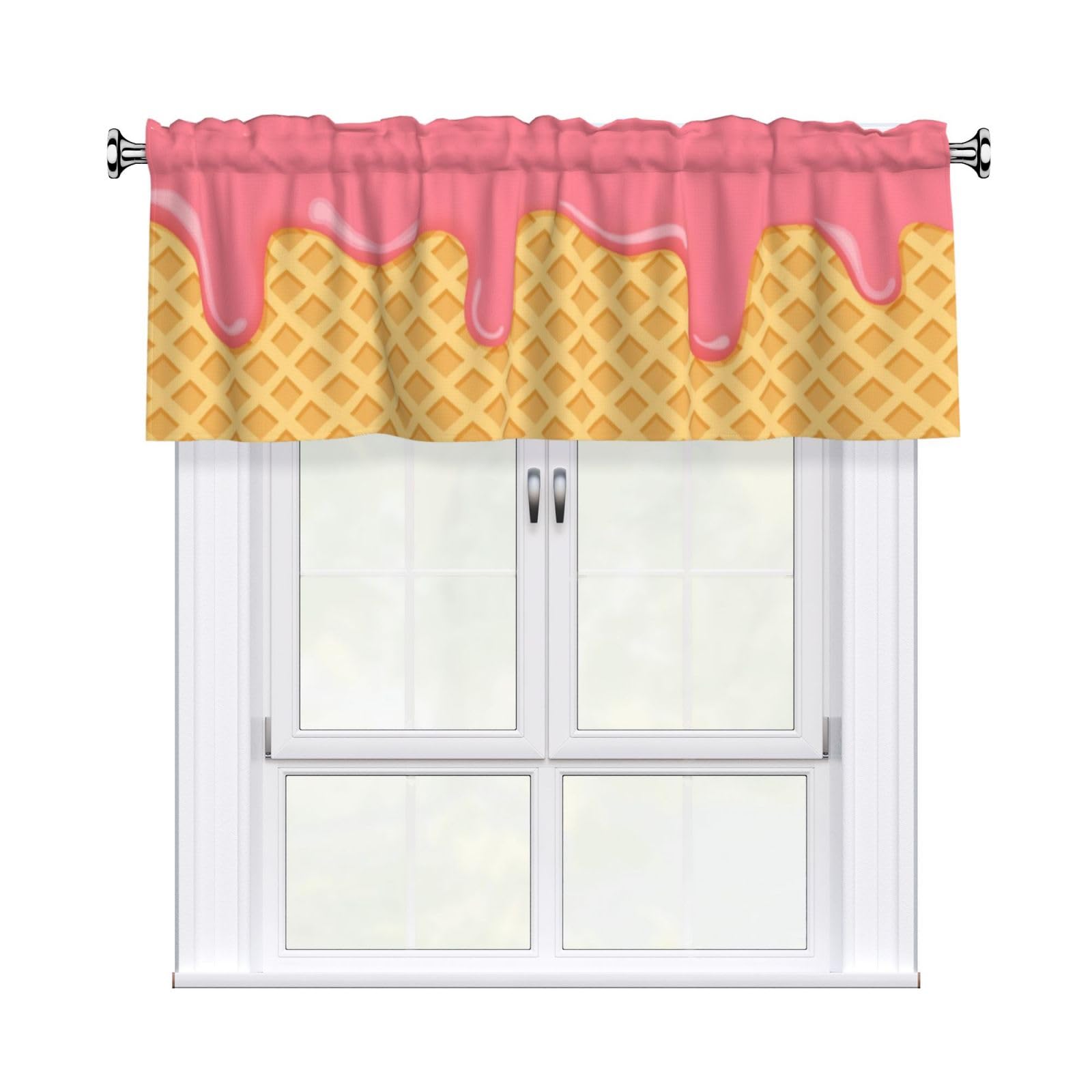 Noble Ren Delicious Ice Cream Short Curtain Valance 54x18in For Kitchen Bathroom Cafe Living Room Decoration