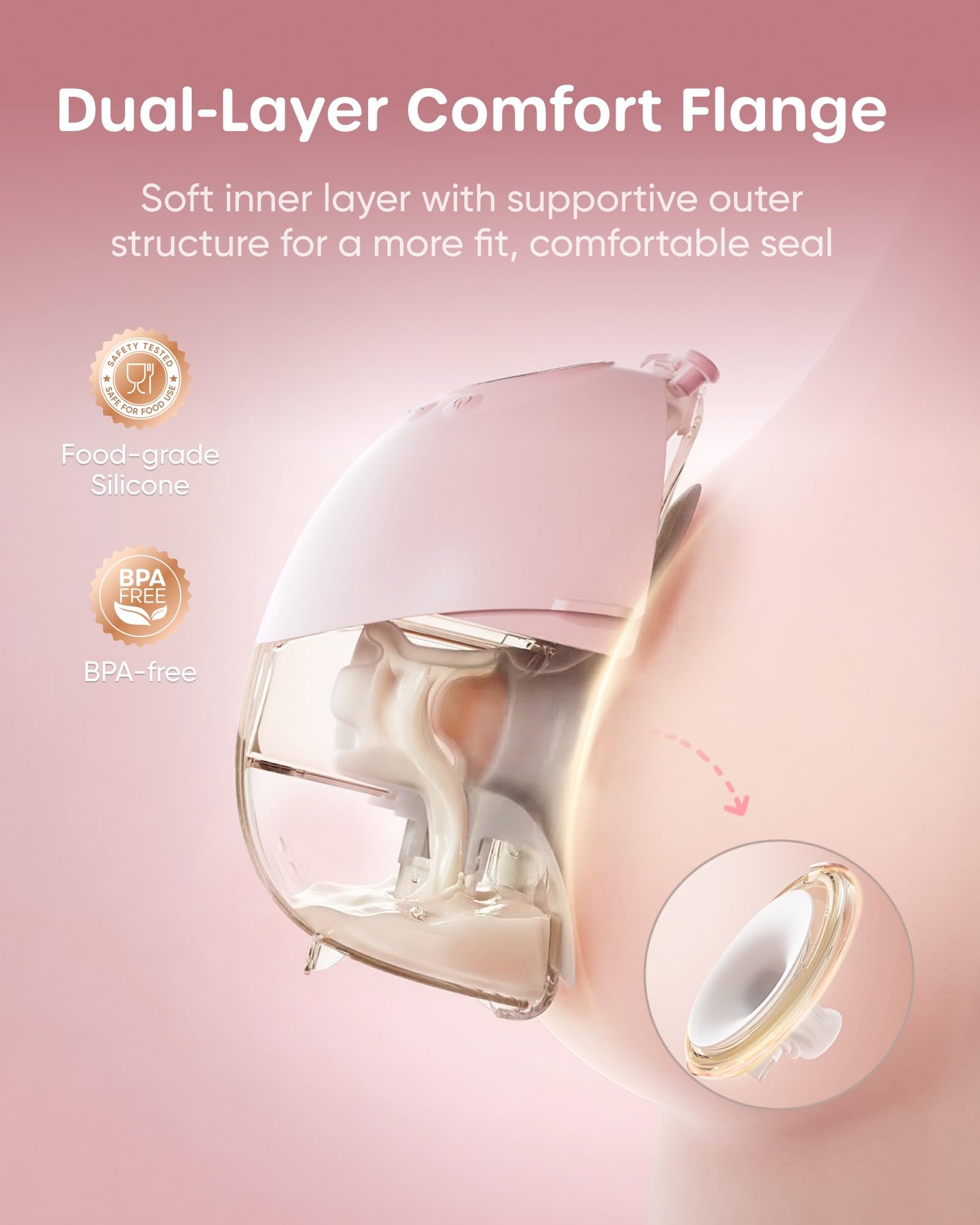 Nuliie Extractor de leche eléctrico portátil doble bomba S42 (2 paquetes, rosa profundo) — view 4