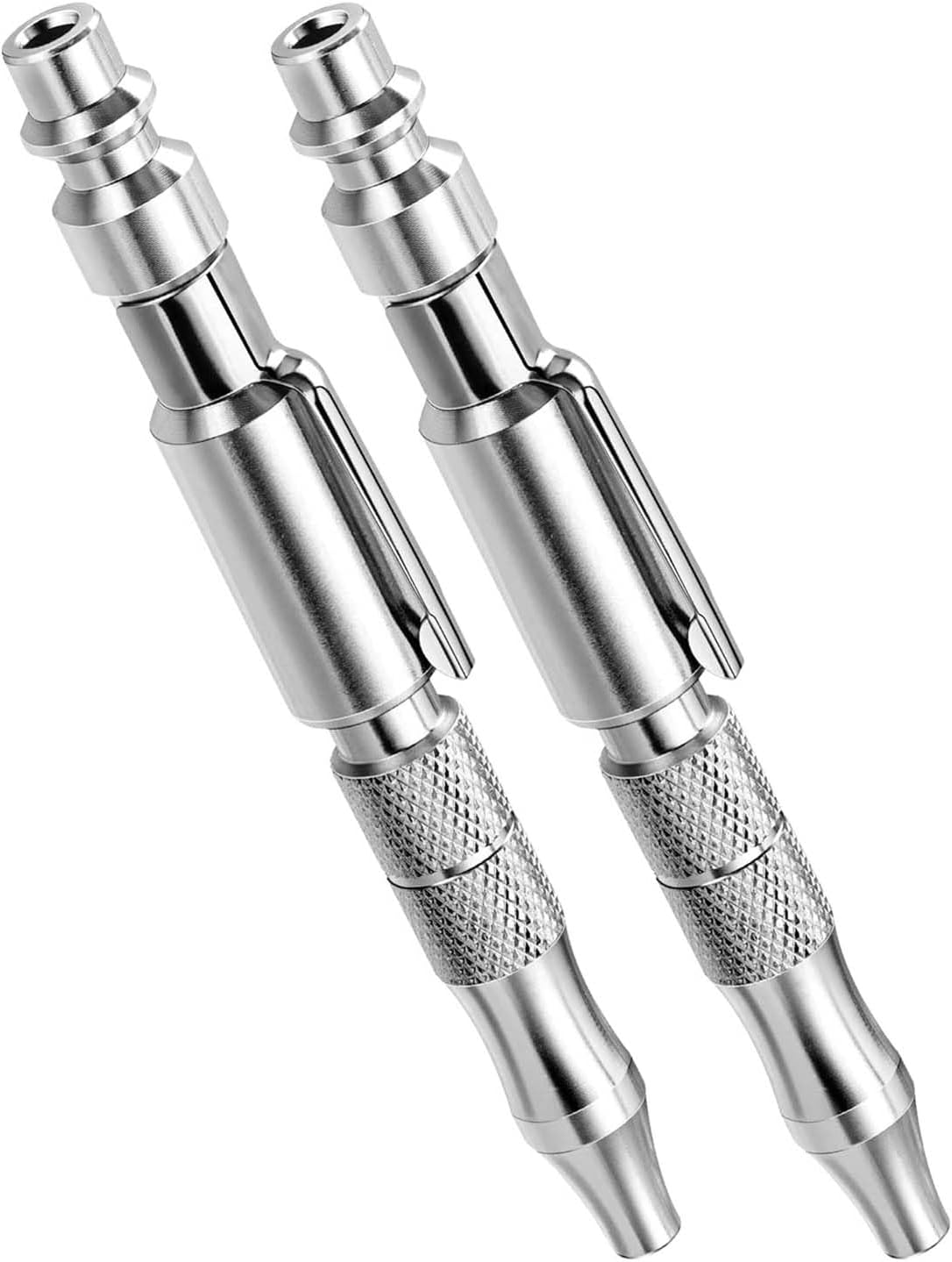 Sardvisa 2 Pack Portable Adjustable Pocket Air Blow Gun, 4.5 Inch Metal, I/M Type 1/4" NPT Quick Coupler, 150 PSI Max, Non-slip Compressor Nozzle Dust Cleaning Blower Pen