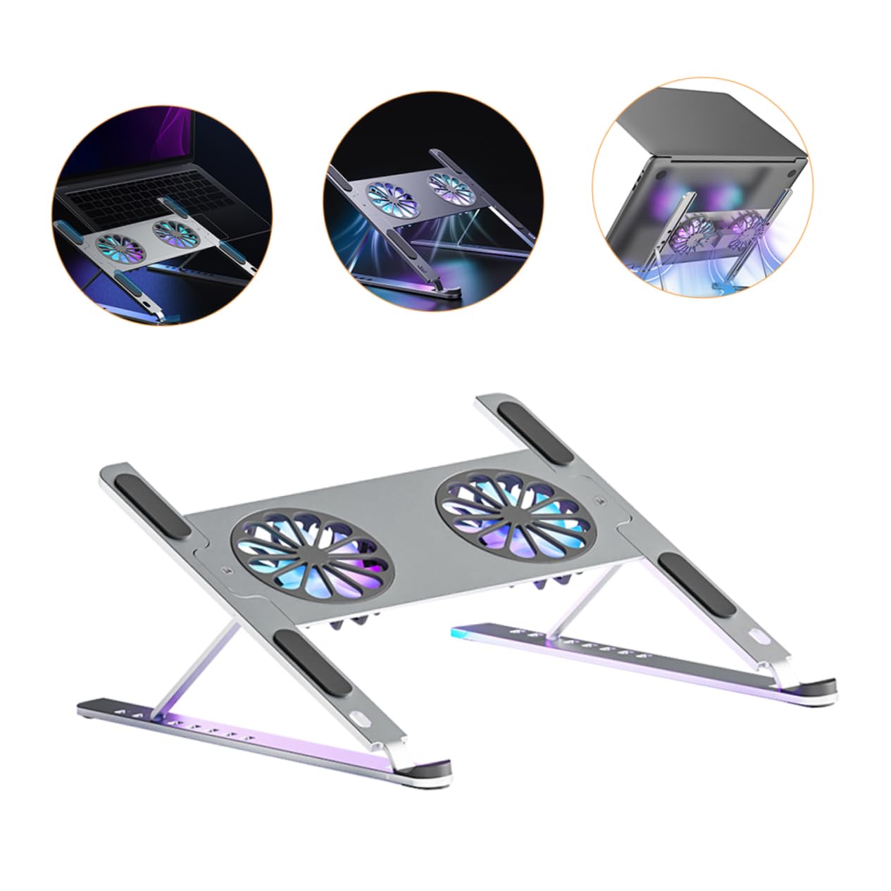 SHINEOFI Soporte Enfriador para Portátil con Ventilador LED Base Refrigeradora para Gaming y Diseño Desmontable y Antideslizante