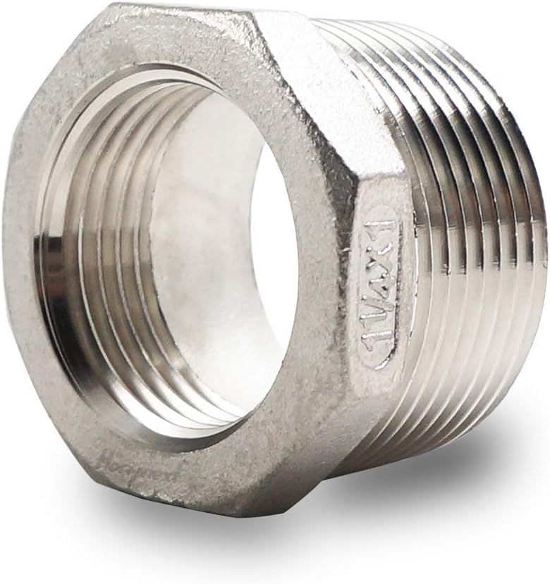 npt 1-1/4 to 1 reducing bushing, male to female reducer stainless steel 304