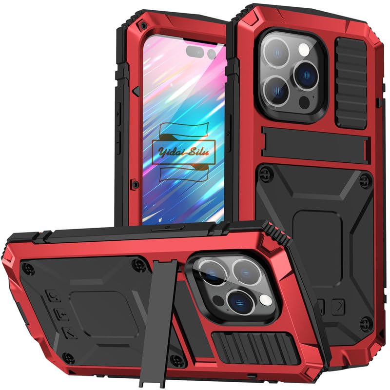 Yidaisilver iPhone 15 Pro Funda para exteriores 【IP-54 Zert. Resistente al agua, protección de 360°】Funda militar de protección de 2 m a prueba de golpes Funda con soporte para teléfono móvil para