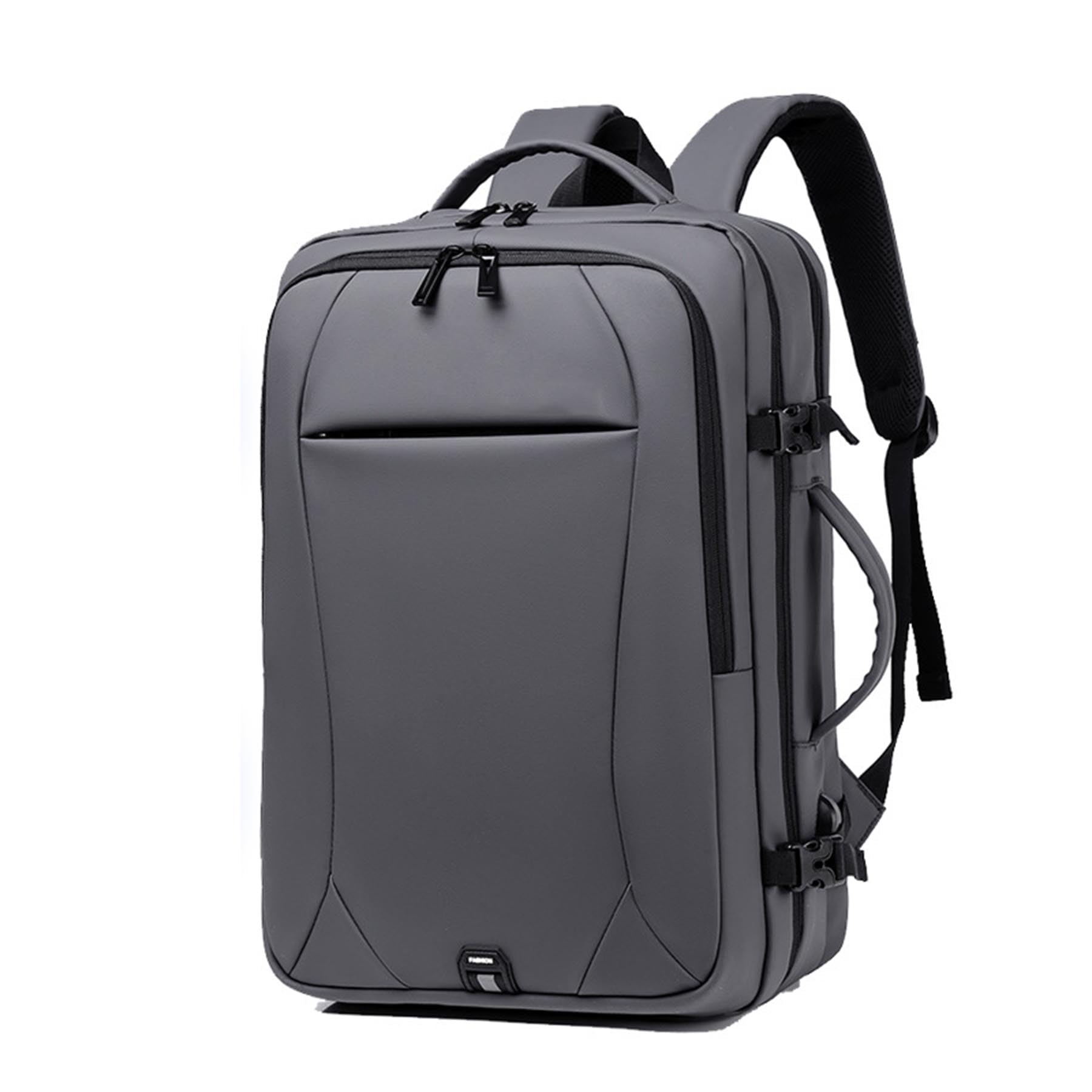 Zaino da viaggio multi-tasca per laptop, ampio zaino per viaggi d'affari con fascia per trolley, zaino leggero e impermeabile per pendolari con porta di ricarica USB,Grigio