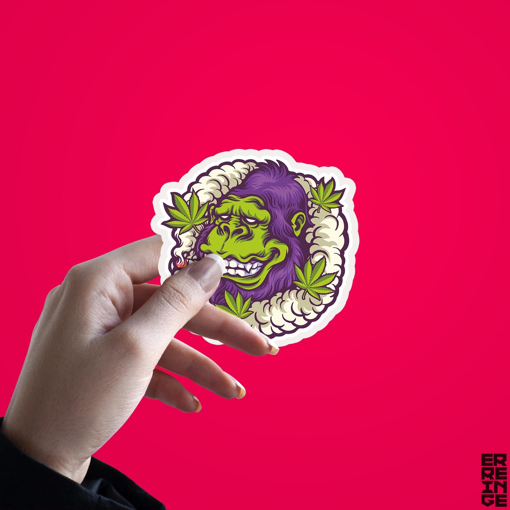 Erreinge Gorilla Autocollant Weed Marijuana Fumée En Forme
