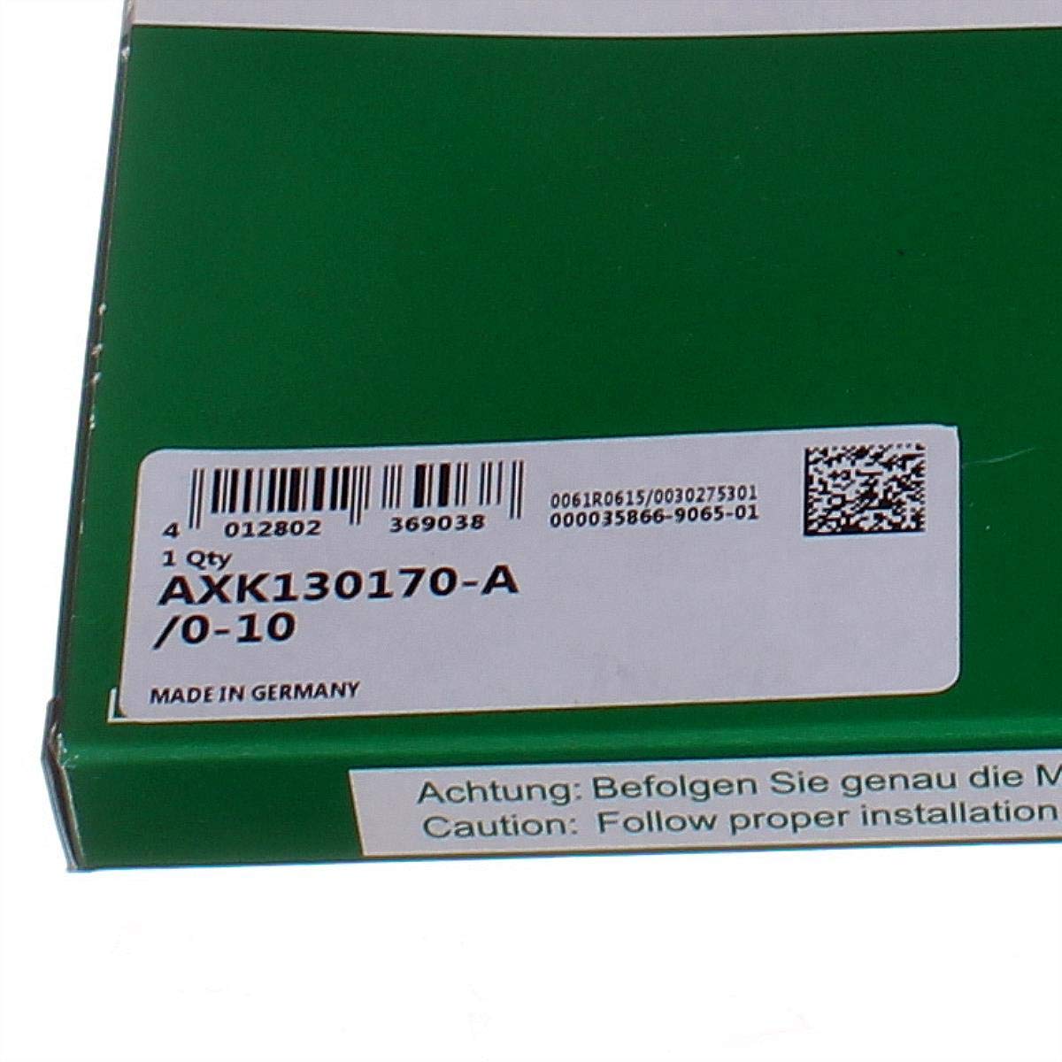 AXK130170-A/0-10 INA Empuje de agujas cojinete 130x170x5mm