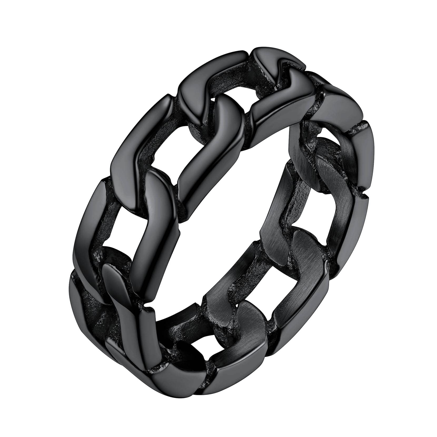 Richsteel Anillos Trenzados de Cadenas Cuabanas Color Platino/Dorado/Gris/Negro, Tallas 14.5-32.5