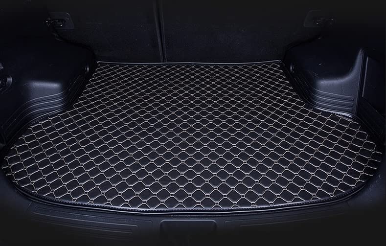 Image of TOPSTITCH Boot Mat for Hyundai i20 || Luxury Leatherite Double Layer Mat || Custome fit Complete Set (Black with Beige Thread)