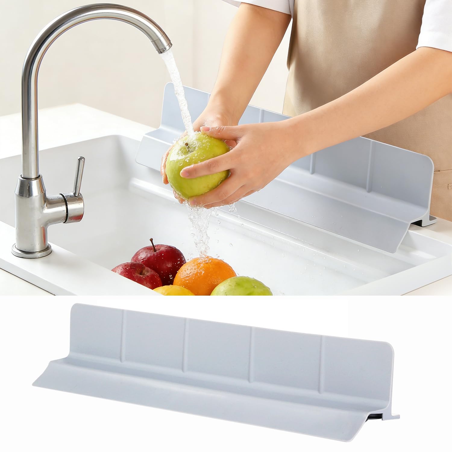 Protection anti-éclaboussures en silicone pour évier de cuisine avec ventouse puissante