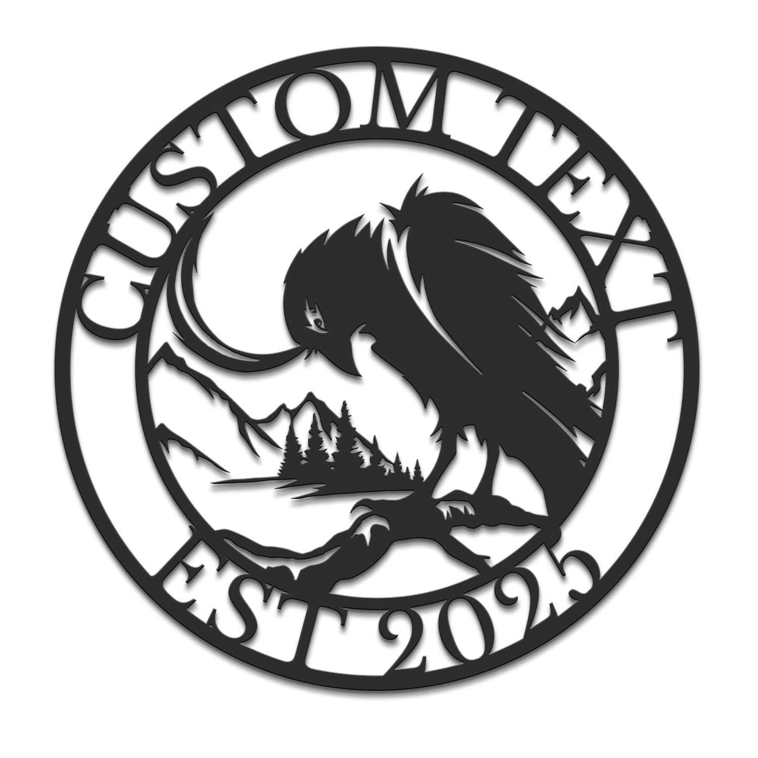 Senyer Crow D Custom Crow Metal Sign,Personalized Black Crow Name Sign,Raven Birdwatch Home Decor,Gift For Bird Lover,Custom Metal Signs (Crow D)