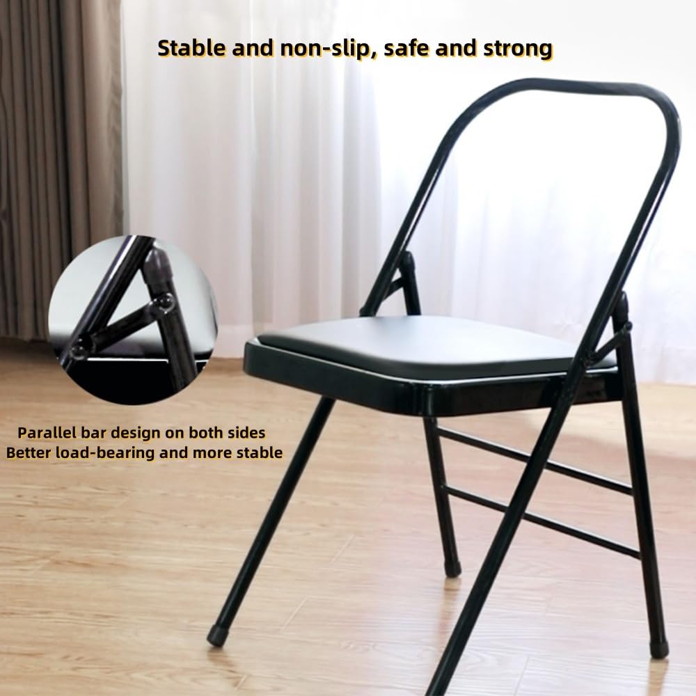 Chaise Pliante de Yoga Iyengar avec Rembourré, Chaise Auxiliaire pour Yoga, Noir