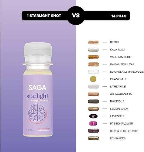 Miniatura 6 de SAGA Starlight - Suplemento para dormir con hongos para el bienestar, bebida funcional para relajación, calma y apoyo al sueño con Ashwagandha,