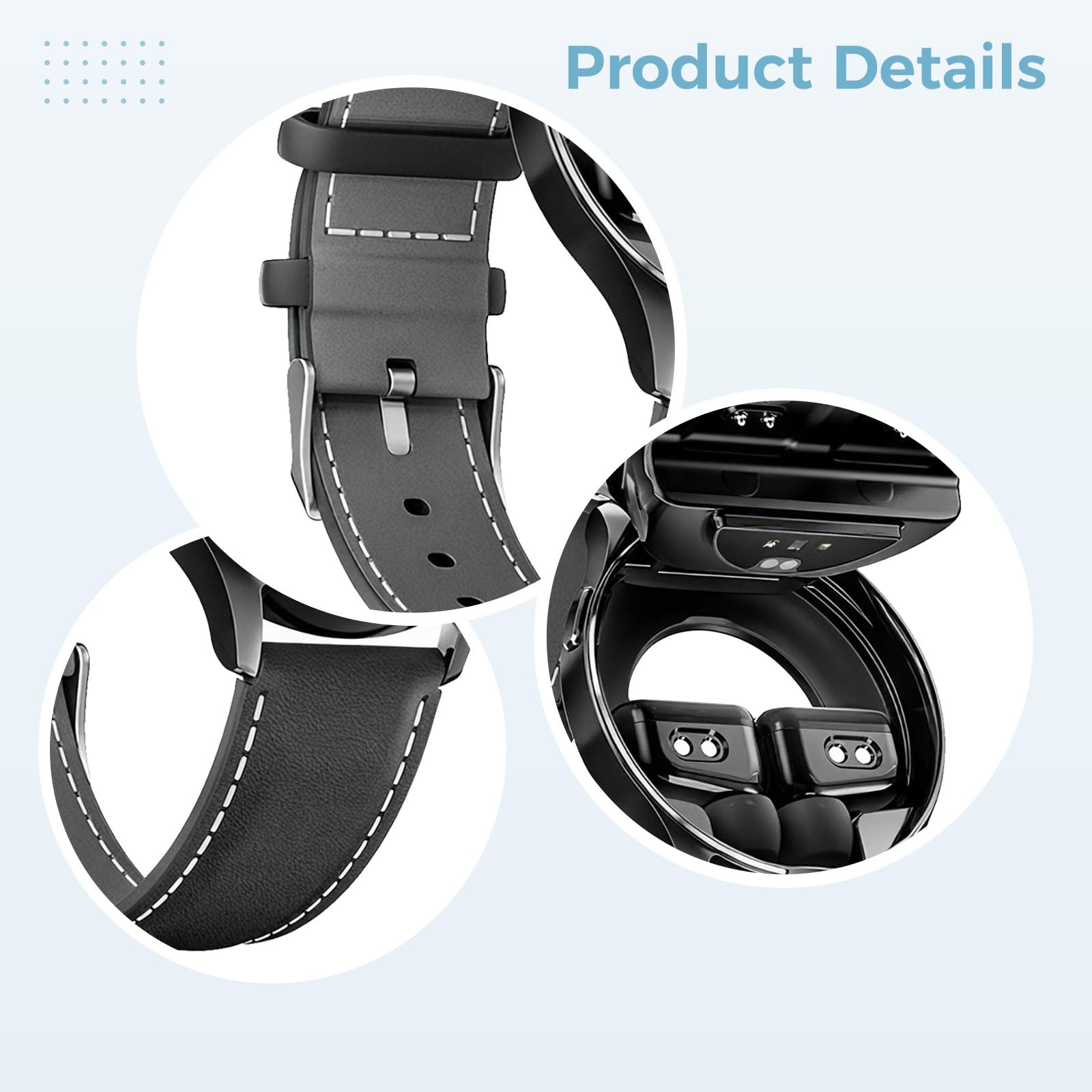 Smartwatch 2 w 1 z wkładkami dousznymi, okrągły zegarek fitness 3,5 mm/ 35 mm, bezprzewodowe połączenie, monitor tętna we krwi, wodoszczelność IP67, smartwatch do iOS, Android, z wkładkami