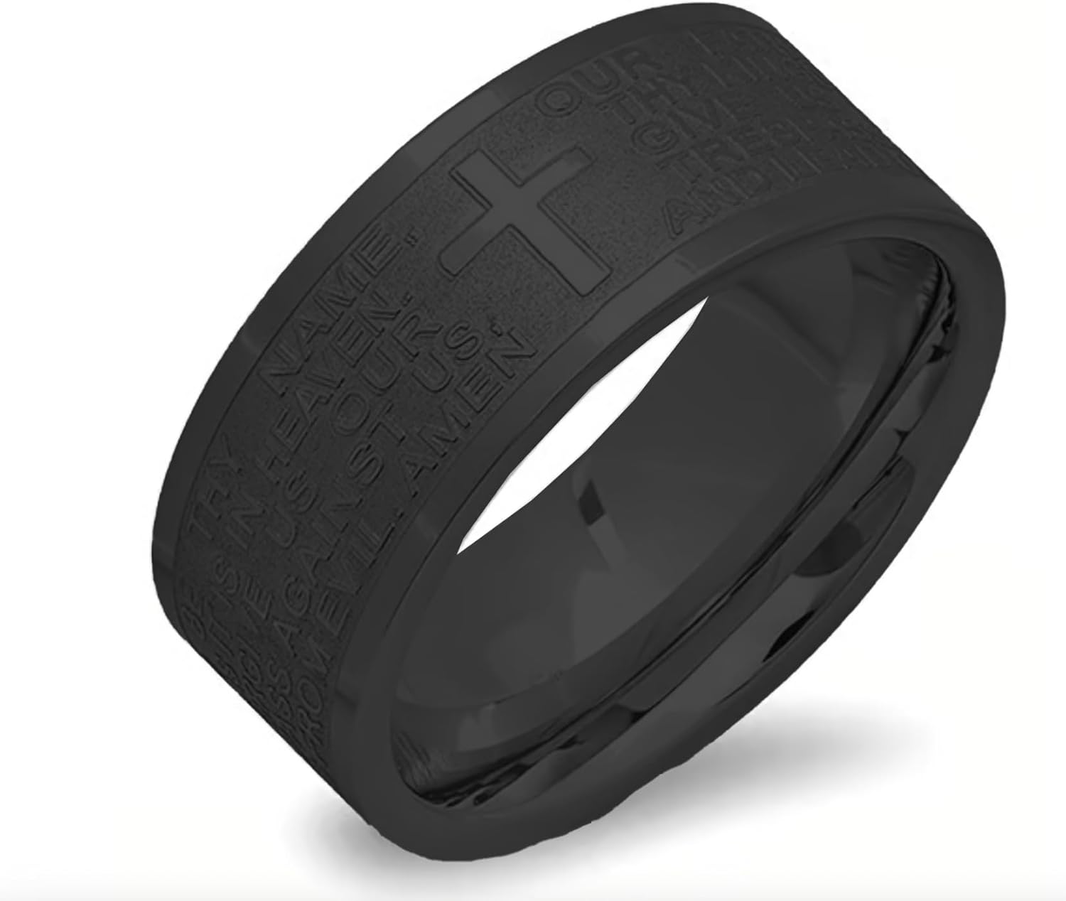 Faith Jewelry Set for Men – Stainless Steel Bracelet, Cross Necklace & Prayer Ring – Lord’s Prayer Engraved, Available in Silver, 18K Gold Plated, or Black Stainless Steel – Buy Individually or Full 3-Piece Set - Image 2