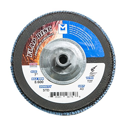 Up To 40% OFF Mercer Industries 273H040 Zirconia Flap Disc, Type 27, 7" x 5/8" 11 Thread, Grit 40, 10 Pack