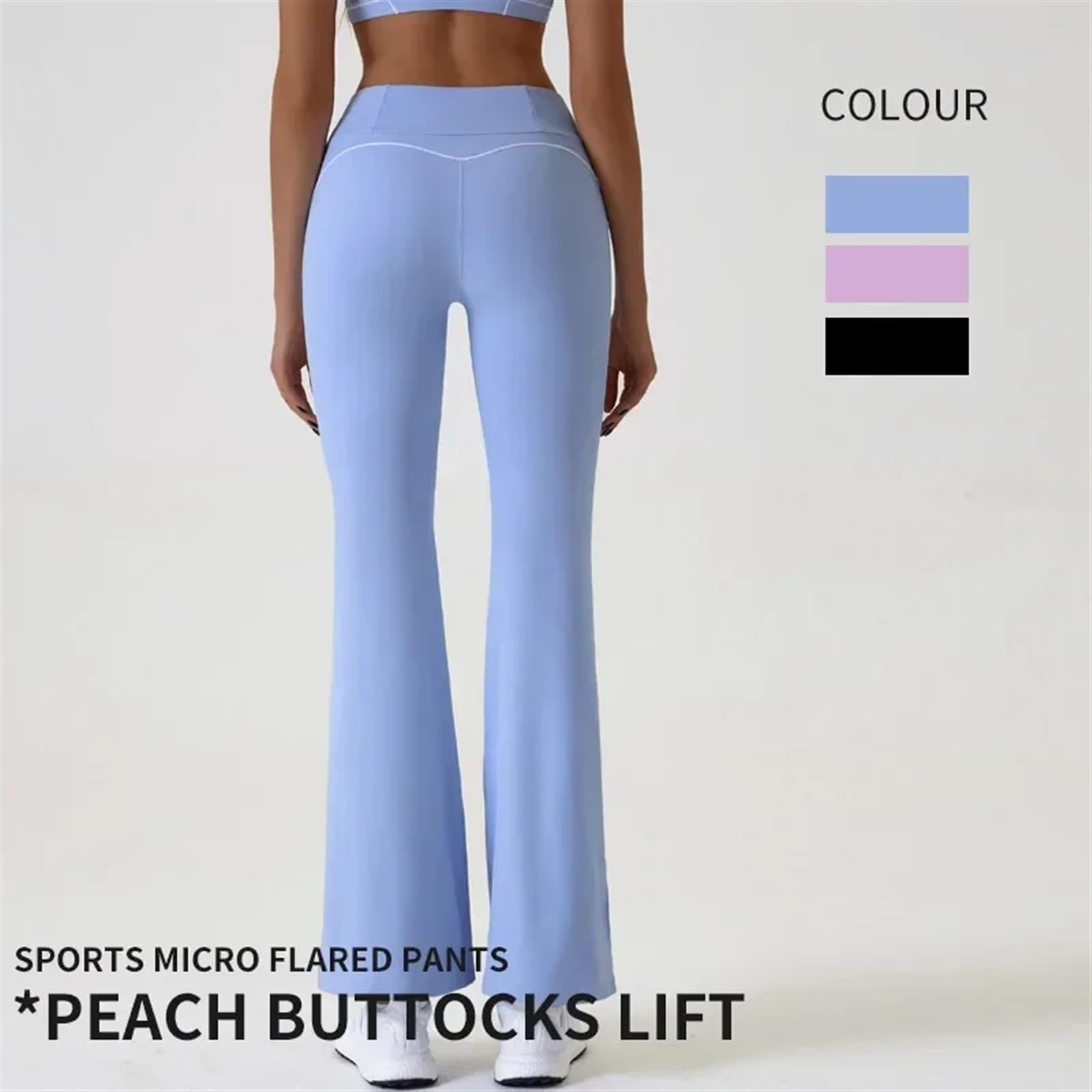 Fitness Gym Flared Pants Tight Yoga Pants Women Outdoor Sports Bottom Split Trousers Elastic Dance Wide Leg Leggings(Black,M)