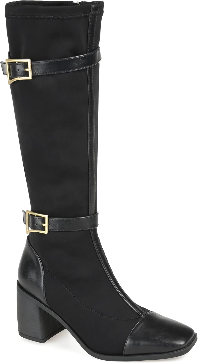 Journee Collection Womens Gaibree Tru Comfort Foam Stacked Heel Knee High Boots Black 12 Regular WOMENS US