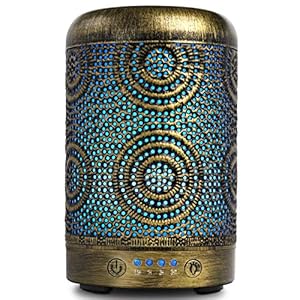 Aromatherapy Diffusers,SALKING 100ml Metal Essential Oils Diffuser,Humidifiers with 7 Colorful LED Lights, Timer and Waterless Auto-Off for Home Decor,Office,Bedroom, for Women