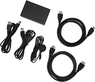 Usb Switcher, HD Multimedia Interface Adaptive EDID 4K 30Hz Plug and Play KVM Switch Automatic Adjustment System 2 Port for PC