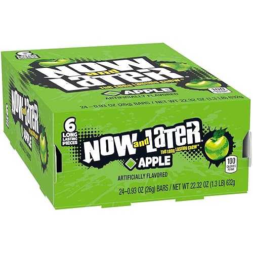 Caramelo masticable original Now & Later, sabor manzana, barra de 0,93 onzas, paquete de 24