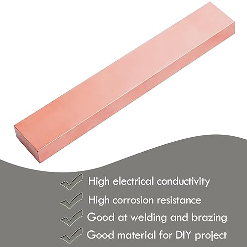 Miniatura 4 de Barra plana de cobre 110 38 "x 1" x 6" de largo, 0.394 in x 0.984 in x 5.984 in de cobre barra de bus