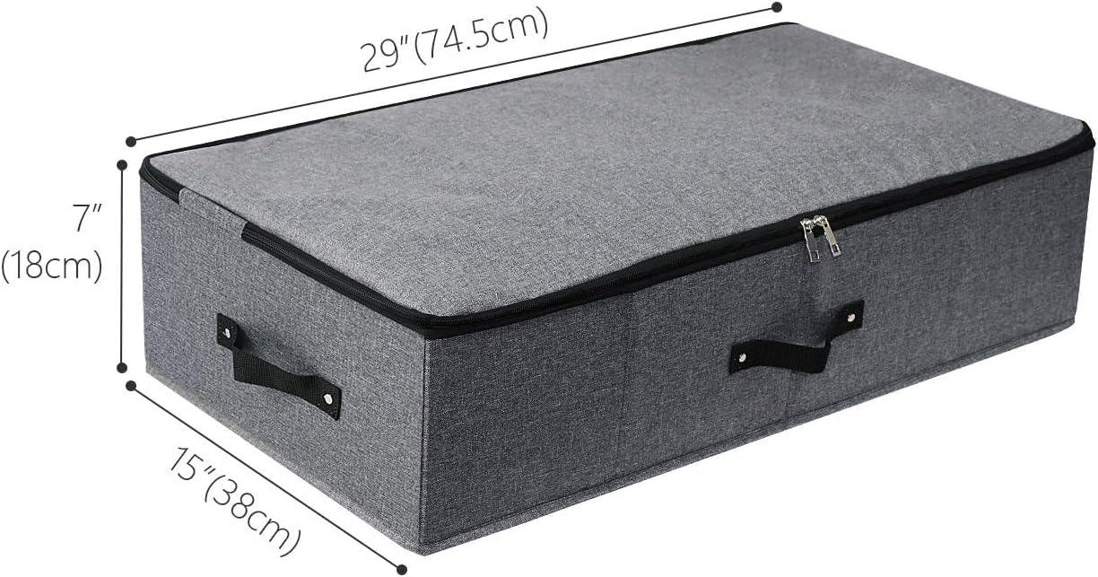 Foldable Under Bed Storage Box with Plastic Support Liner, Handles, Zipper lid - Image 2