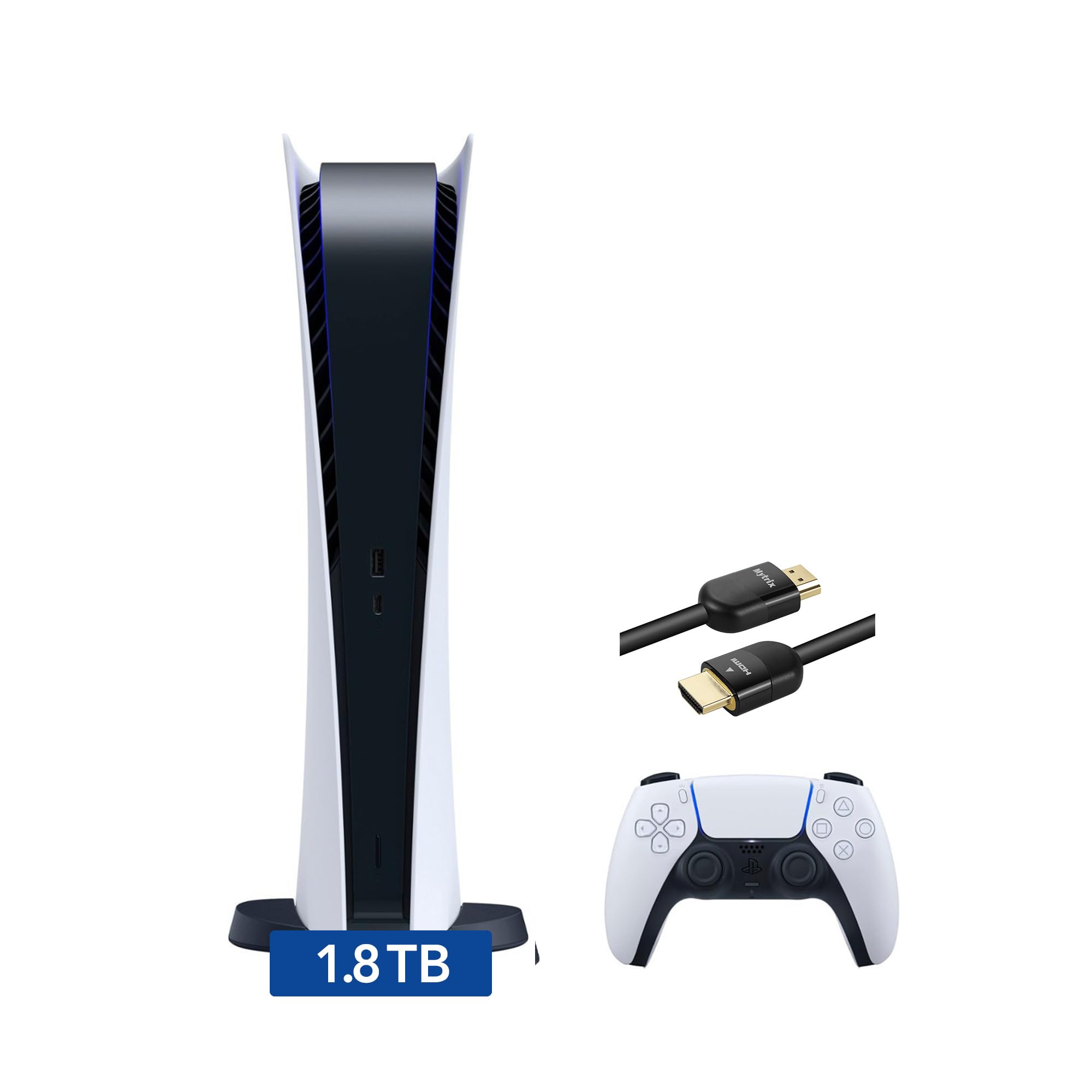 PlayStation 5 Digital Version 1 8TB SSD Console with Wireless Dualsense Controller - PS5 Gaming System White Renewed
