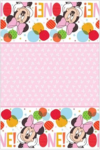 Miniatura 2 de Unique Minnie Mouse - Mantel rectangular de plástico para el primer cumpleaños, 54 x 84 pulgadas, 1 unidad
