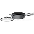 Ninja C33000 Foodi NeverStick Premium 3-Piece Cookware Set, 12-Inch Fry Pan, 5-Quart Sauté Pan with Glass Lid, Hard-Anodized, Nonstick, Durable & Oven Safe to 500°F, Slate Grey