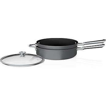 Ninja C33000 Foodi NeverStick Premium 3-Piece Cookware Set, 12-Inch Fry Pan, 5-Quart Sauté Pan with Glass Lid, Hard-Anodized, Nonstick, Durable & Oven Safe to 500°F, Slate Grey