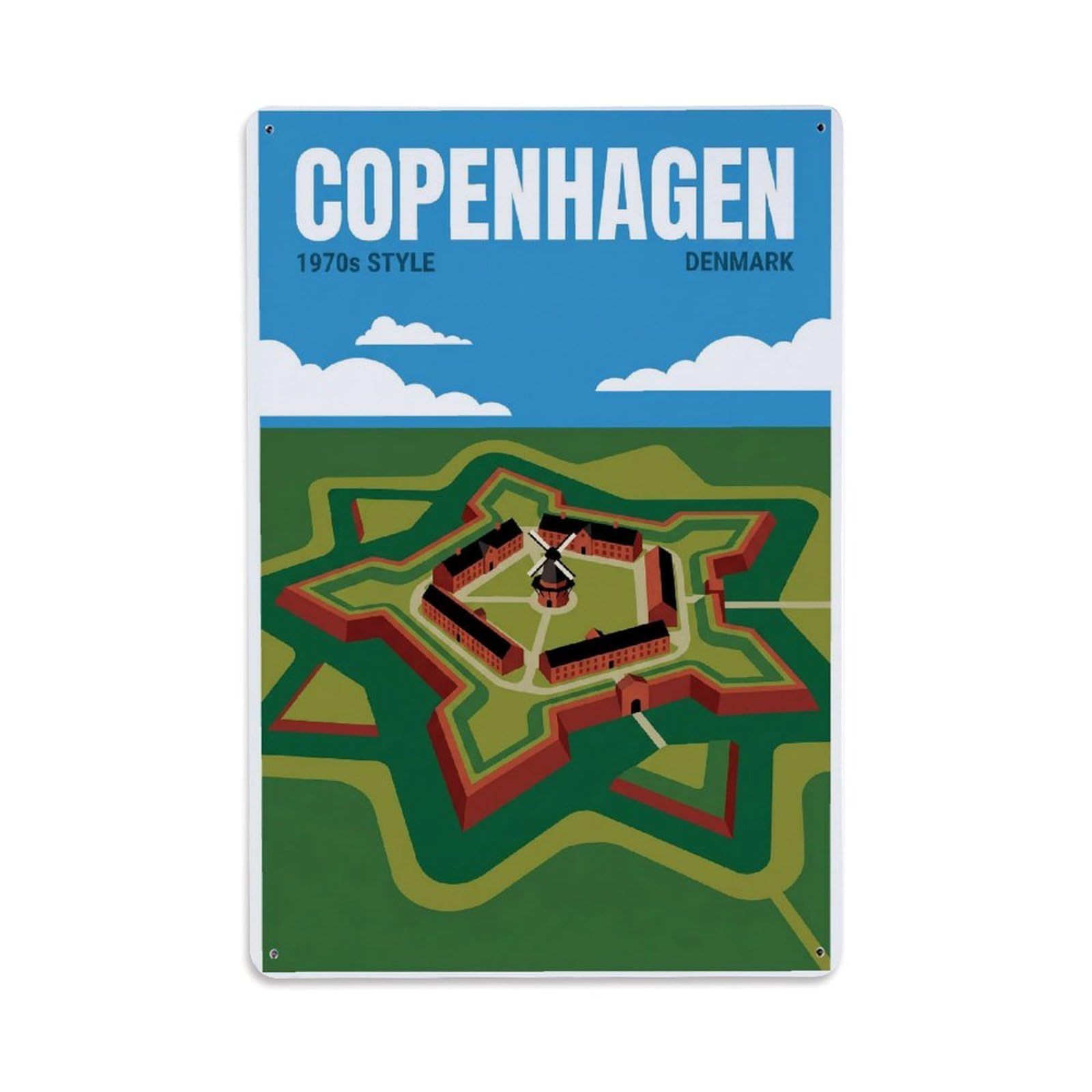 Este 8X12inch Style Vintage Travel Copenhagen Denmark Hideaway Metal Tin Sign